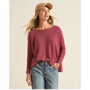 Garnet Hill Essential Cashmere Cropped Boxy Claret Red Sweater Women Xsmall